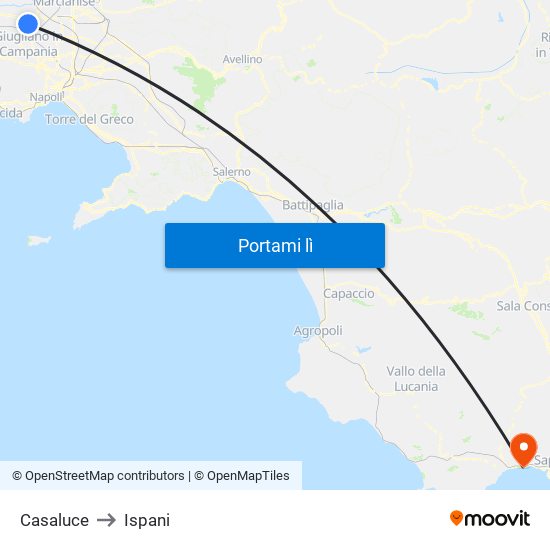 Casaluce to Ispani map