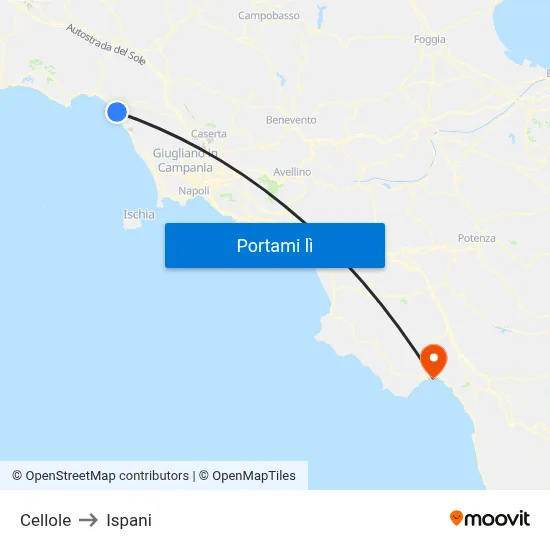 Cellole to Ispani map