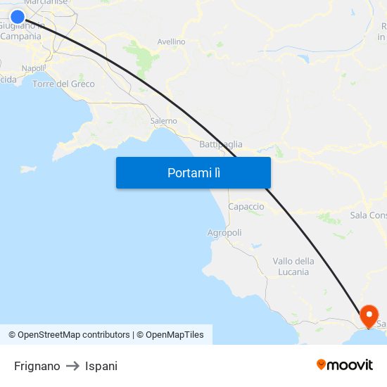 Frignano to Ispani map