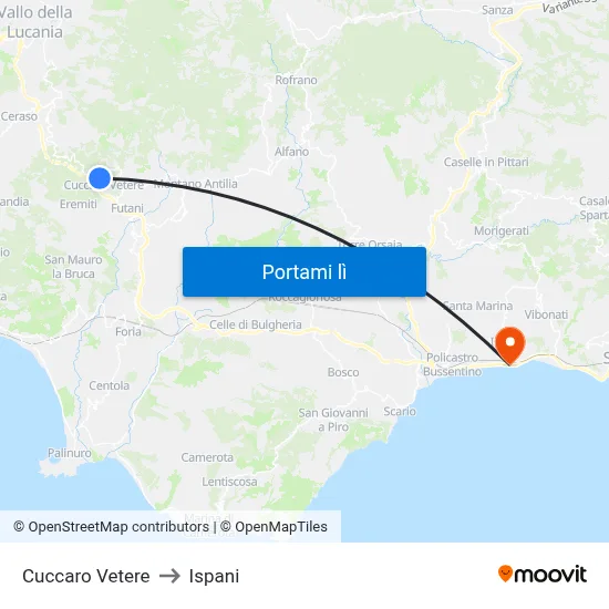 Cuccaro Vetere to Ispani map