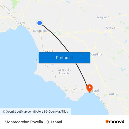 Montecorvino Rovella to Ispani map
