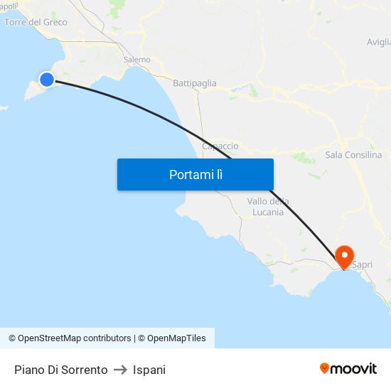 Piano Di Sorrento to Ispani map