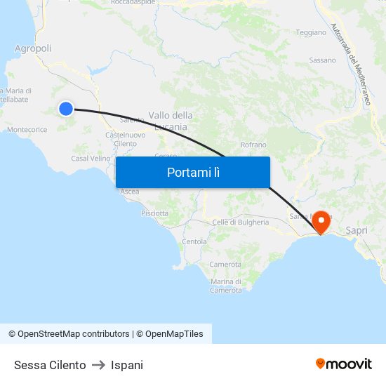 Sessa Cilento to Ispani map