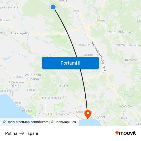 Petina to Ispani map