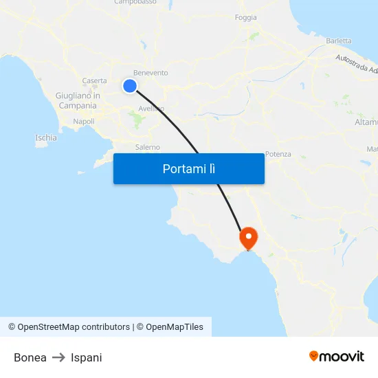 Bonea to Ispani map