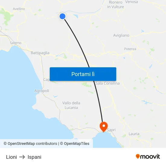 Lioni to Ispani map