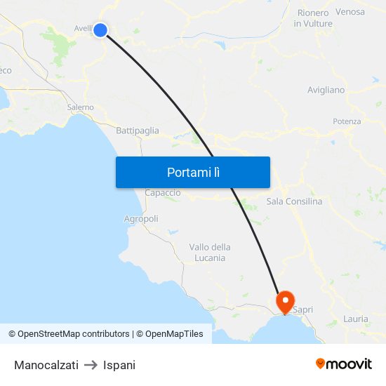 Manocalzati to Ispani map