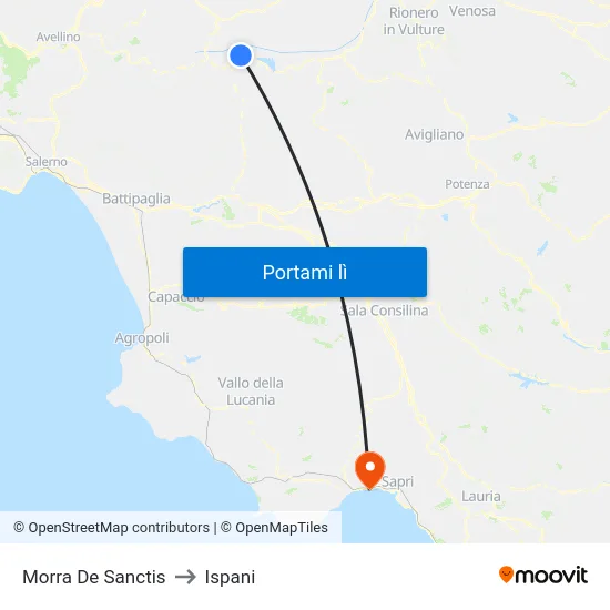 Morra De Sanctis to Ispani map