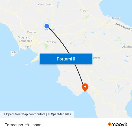 Torrecuso to Ispani map