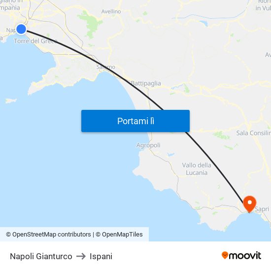 Napoli Gianturco to Ispani map