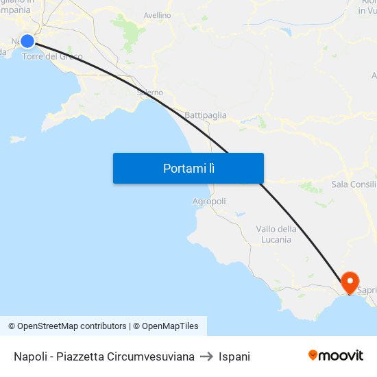 Napoli - Piazzetta Circumvesuviana to Ispani map