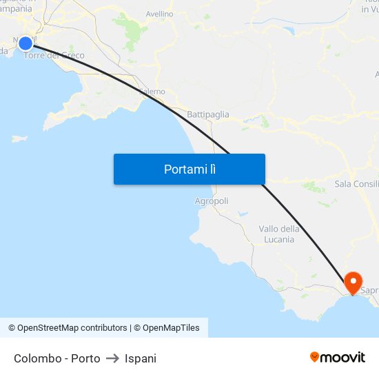 Colombo - Porto to Ispani map