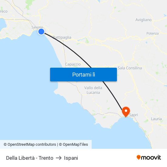 Della Libertà - Trento to Ispani map