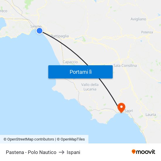 Pastena  - Polo Nautico to Ispani map