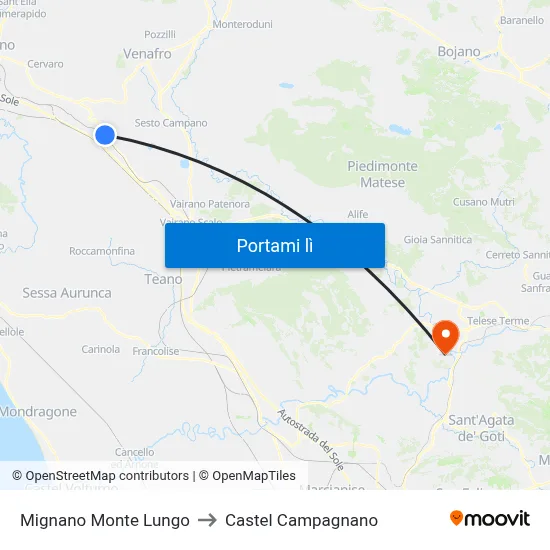 Mignano Monte Lungo to Castel Campagnano map