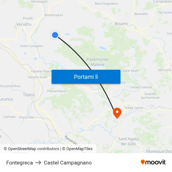 Fontegreca to Castel Campagnano map