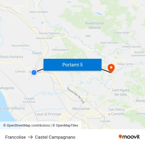 Francolise to Castel Campagnano map
