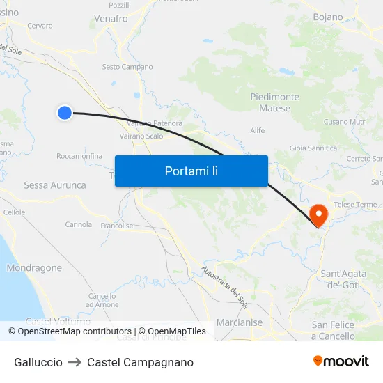Galluccio to Castel Campagnano map
