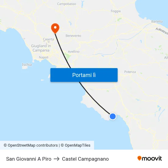San Giovanni A Piro to Castel Campagnano map