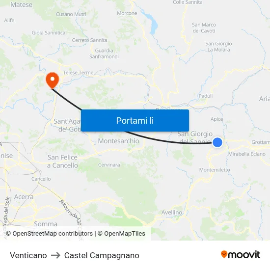 Venticano to Castel Campagnano map