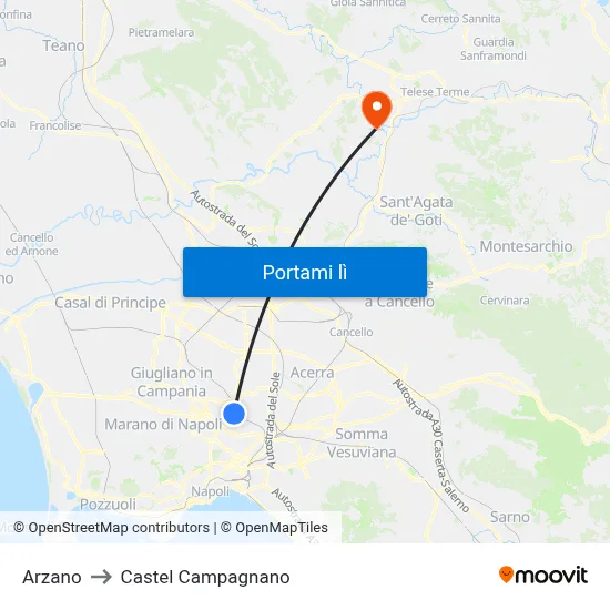 Arzano to Castel Campagnano map