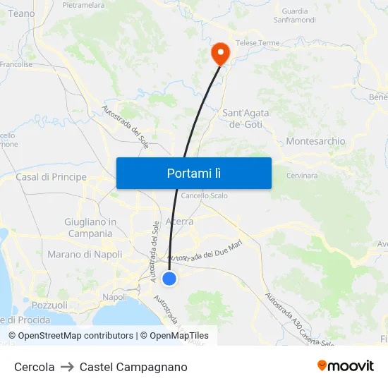 Cercola to Castel Campagnano map