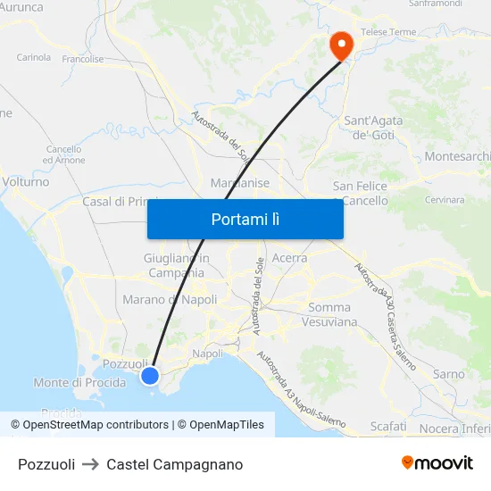 Pozzuoli to Castel Campagnano map