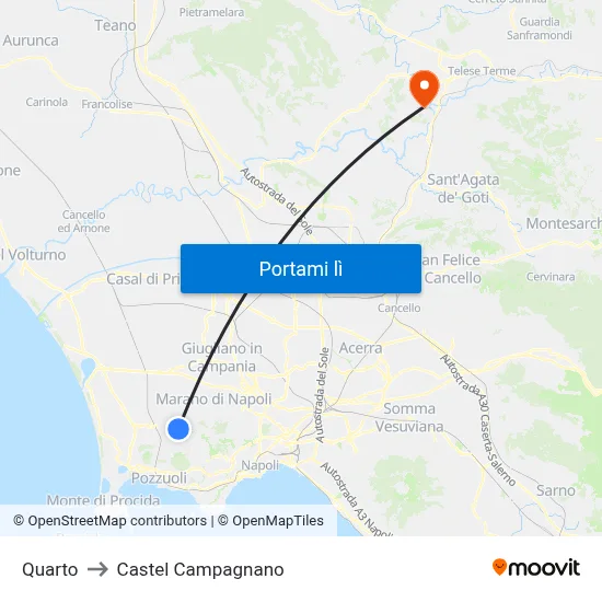 Quarto to Castel Campagnano map