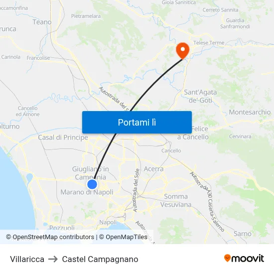Villaricca to Castel Campagnano map