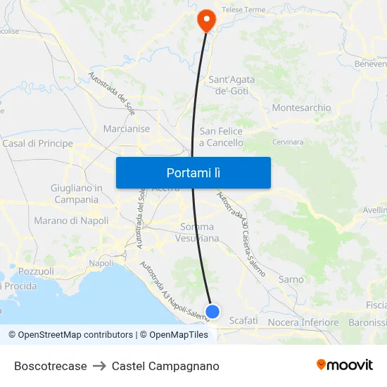 Boscotrecase to Castel Campagnano map