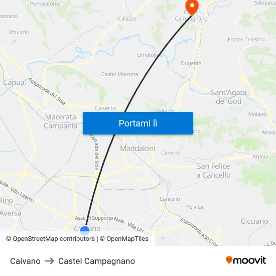 Caivano to Castel Campagnano map