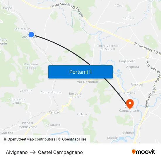 Alvignano to Castel Campagnano map