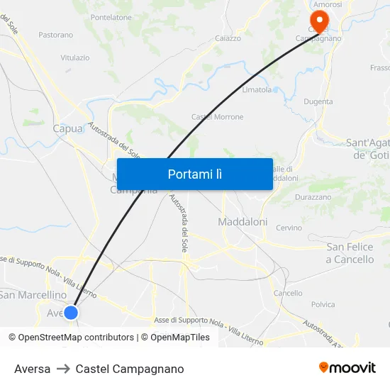 Aversa to Castel Campagnano map