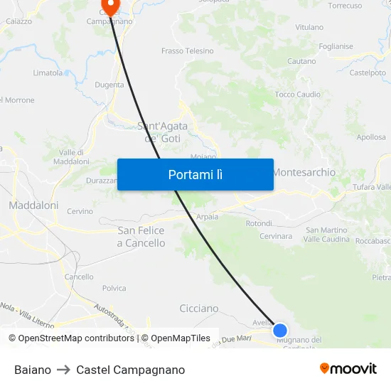 Baiano to Castel Campagnano map