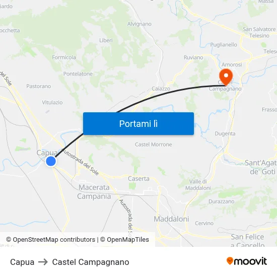 Capua to Castel Campagnano map
