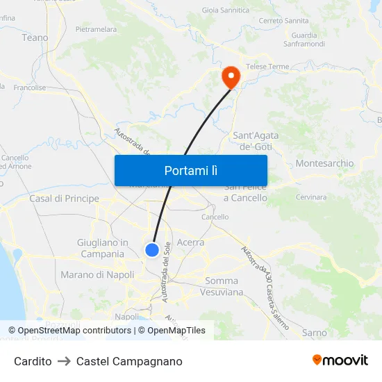 Cardito to Castel Campagnano map
