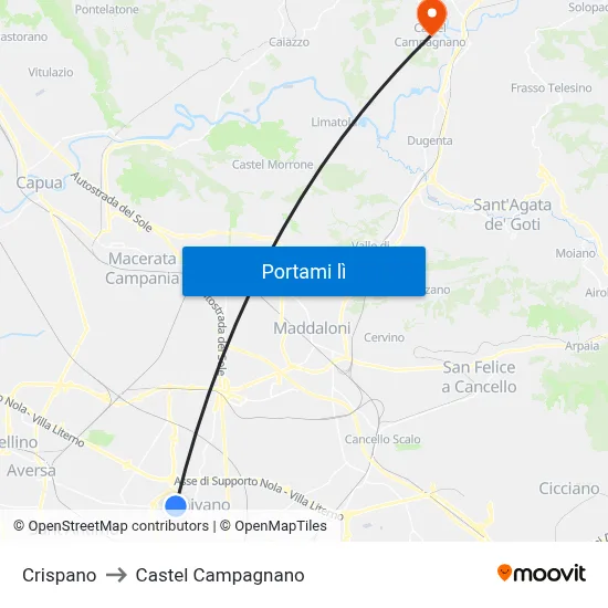 Crispano to Castel Campagnano map