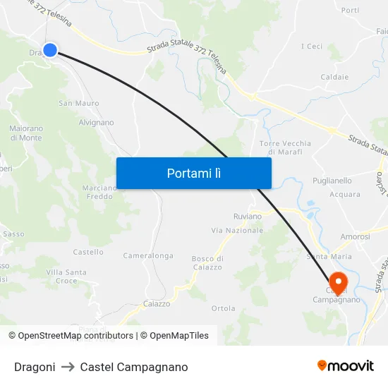 Dragoni to Castel Campagnano map