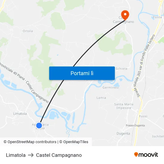 Limatola to Castel Campagnano map