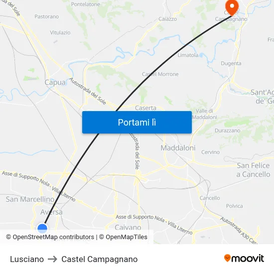 Lusciano to Castel Campagnano map