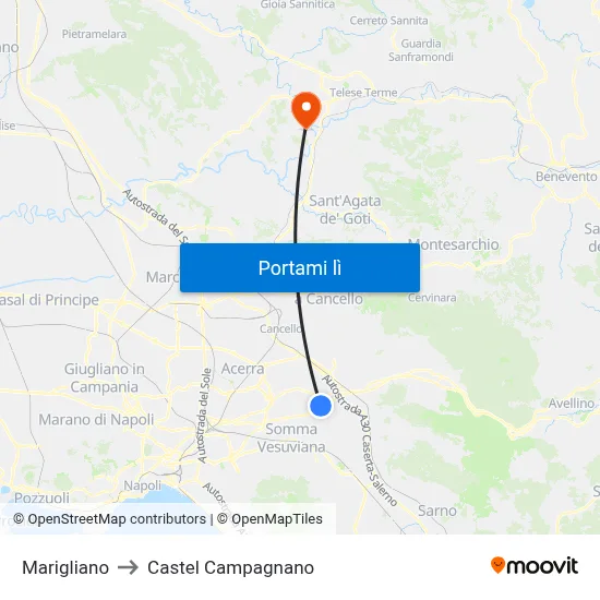 Marigliano to Castel Campagnano map