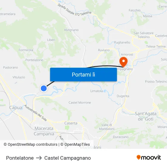 Pontelatone to Castel Campagnano map