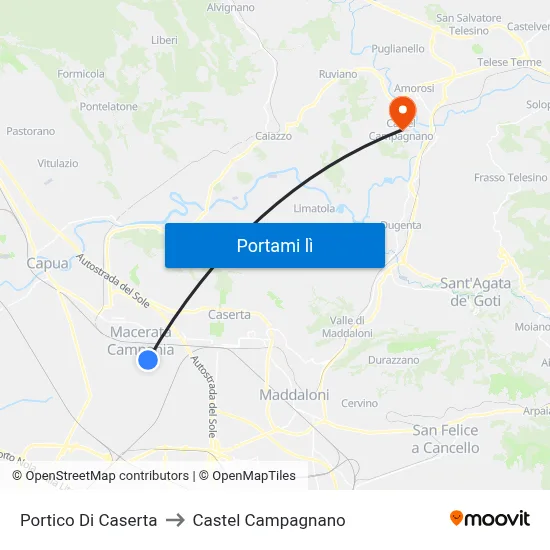 Portico Di Caserta to Castel Campagnano map