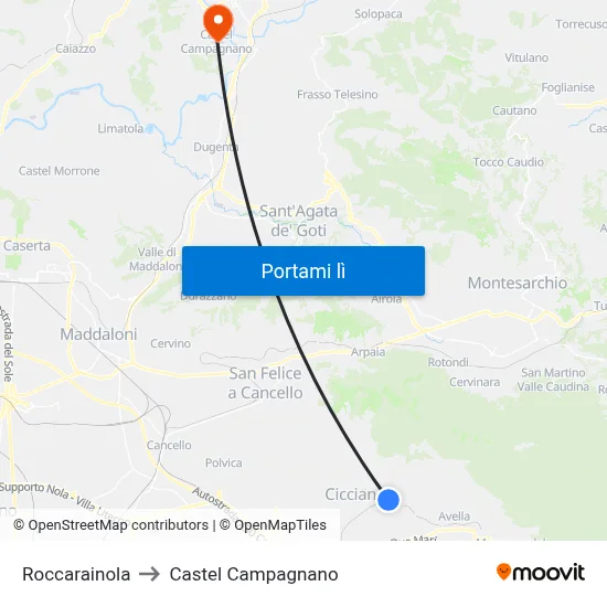 Roccarainola to Castel Campagnano map