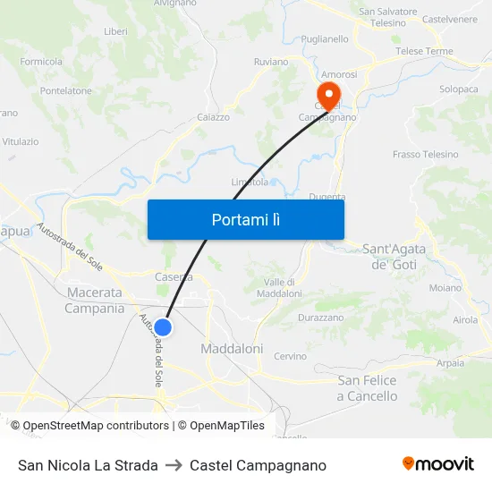 San Nicola La Strada to Castel Campagnano map