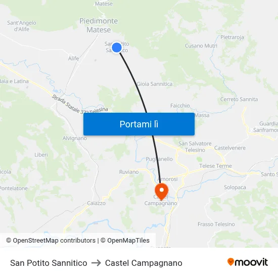 San Potito Sannitico to Castel Campagnano map