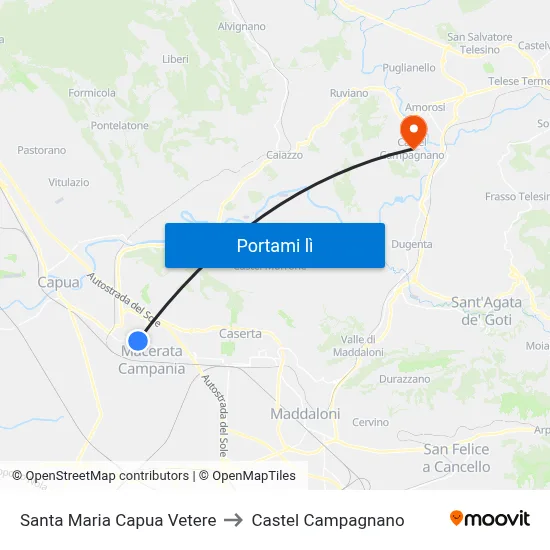 Santa Maria Capua Vetere to Castel Campagnano map