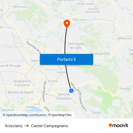 Scisciano to Castel Campagnano map