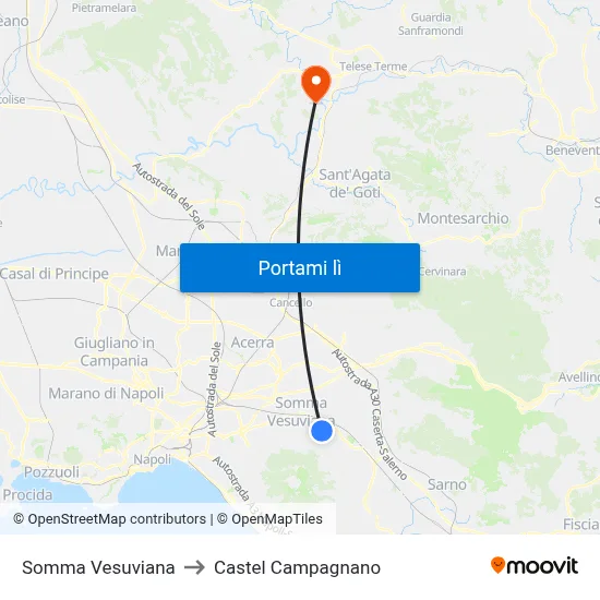 Somma Vesuviana to Castel Campagnano map