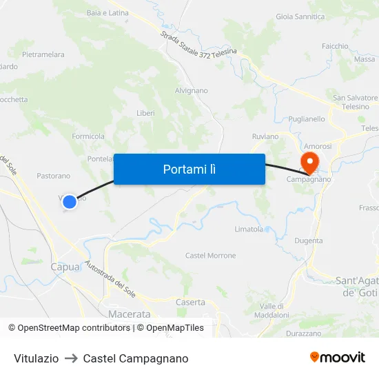 Vitulazio to Castel Campagnano map